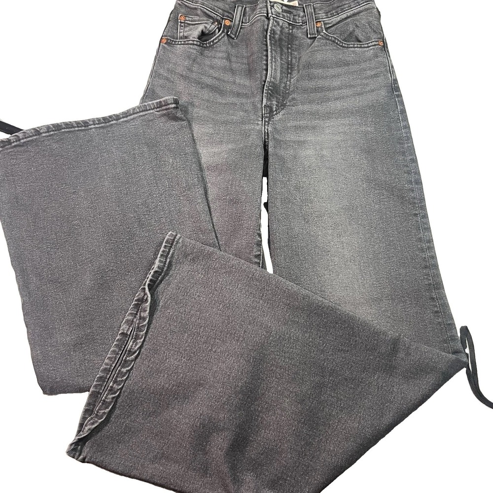 Levis Ribcage Bell Jeans Womens 26x32 Black Ultra High Rise Flare Stretch